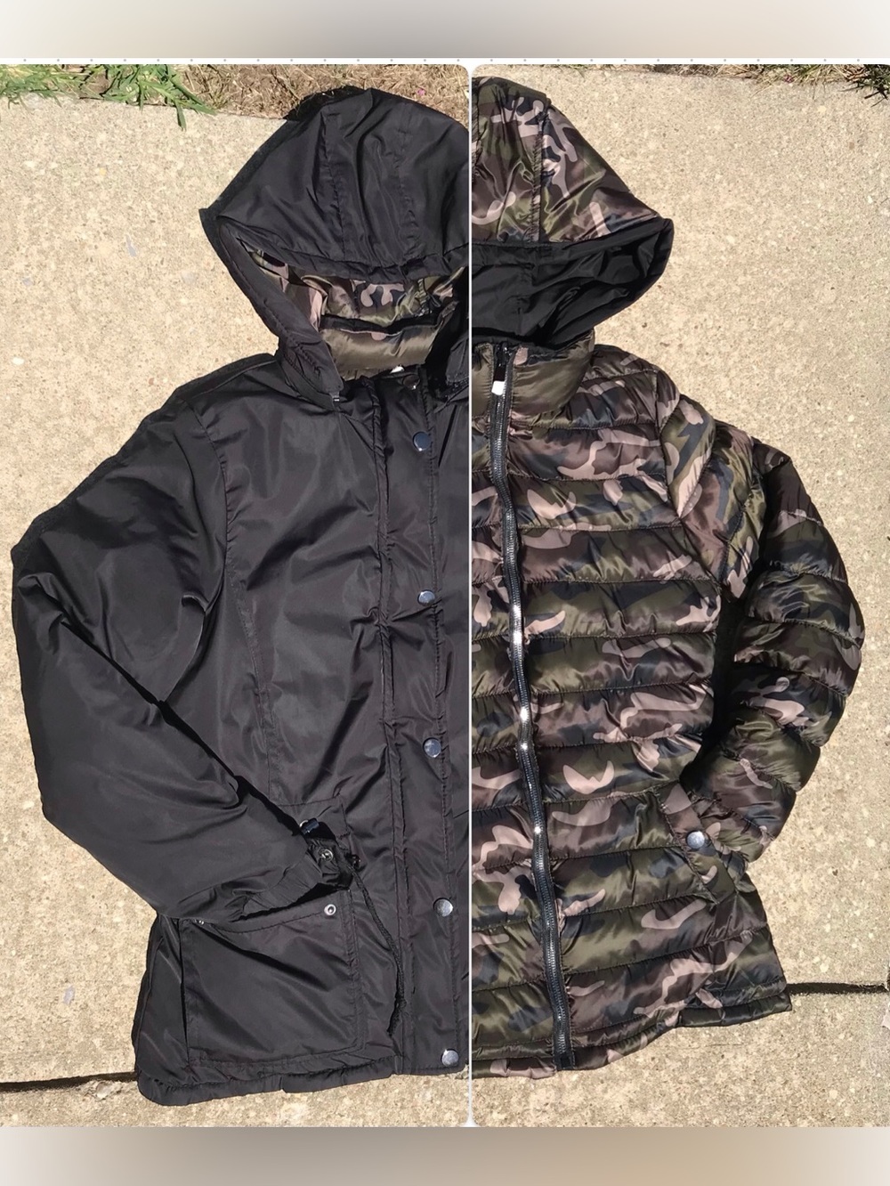 Love Me Now Collection Brand Jrs M Black Or Camo Zip Up Reversible Jacket W/hood